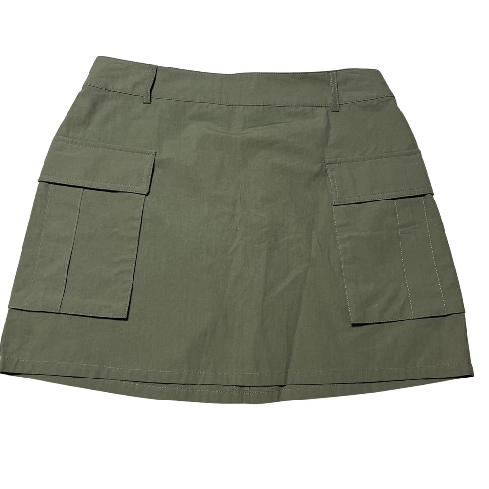 Elodie Olive Green Cargo Mini Skirt Cotton Utility Pockets Medium